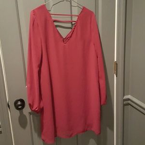 Japana V-neck dress with sheer sleeves